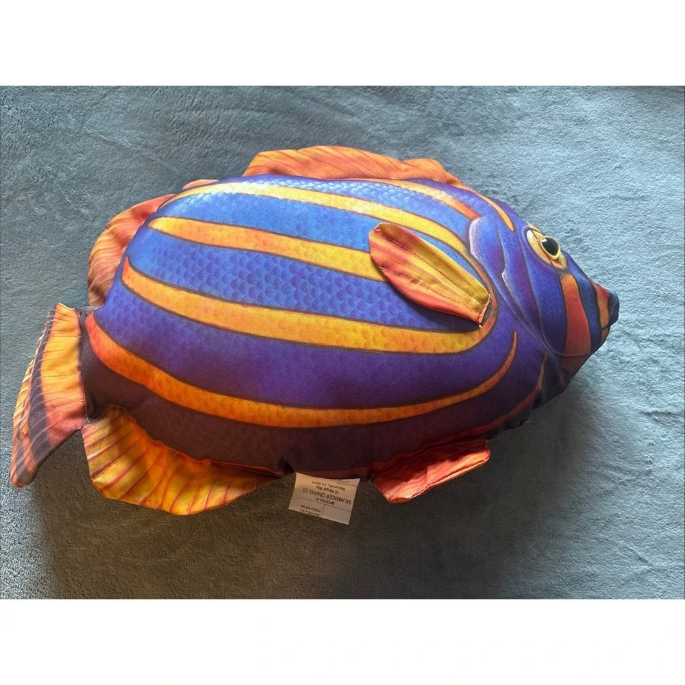 VTG Salamander Graphics Plush Colorful Queen Angelfish Large Throw Pillow 22